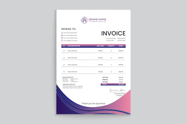 Modern professional invoice design