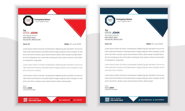 Vector modern and professional letterhead design template