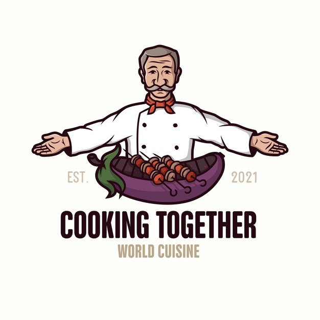 Vector modern professional logo in the culinary industry with a picture of a man