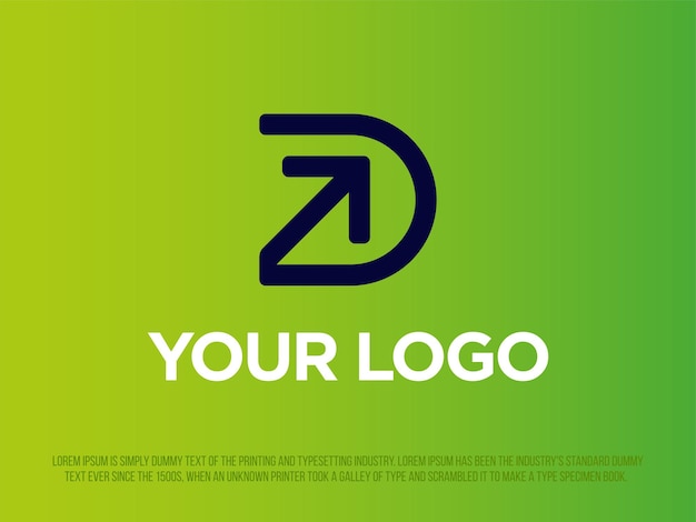 Vector modern professional logo letter d with an arrow inside