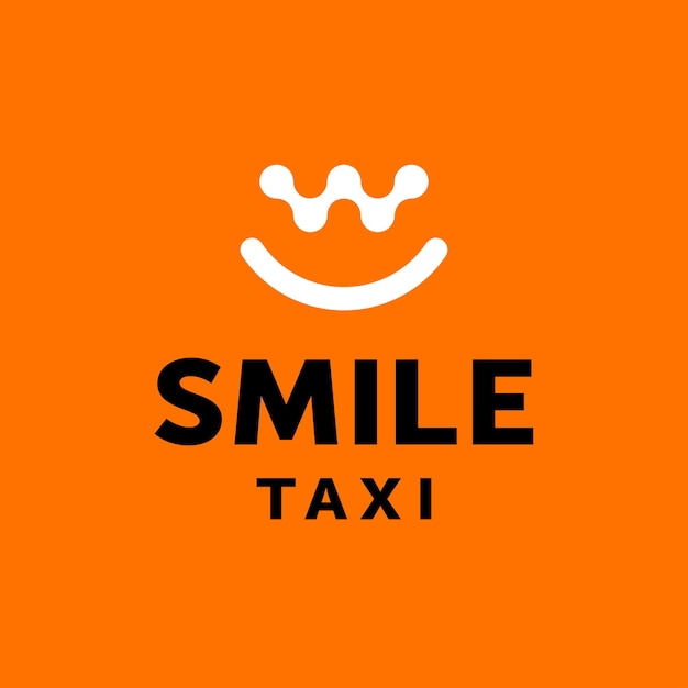 검은색과 오렌지색 테마의 현대적인 로고 미소 택시