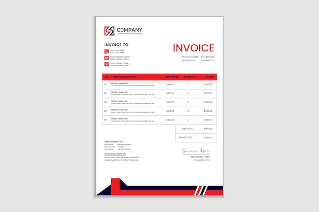 Modern and professional minimal business invoice template payment agreement design template