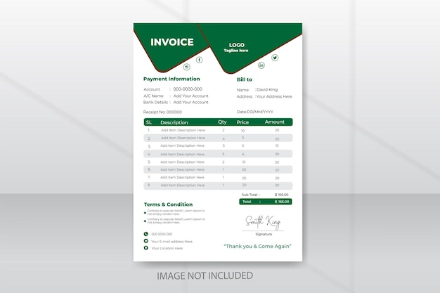 Modern and professional minimal business invoice template vector format