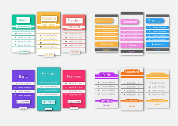 Vector modern and professional pricing table pricing list table design template