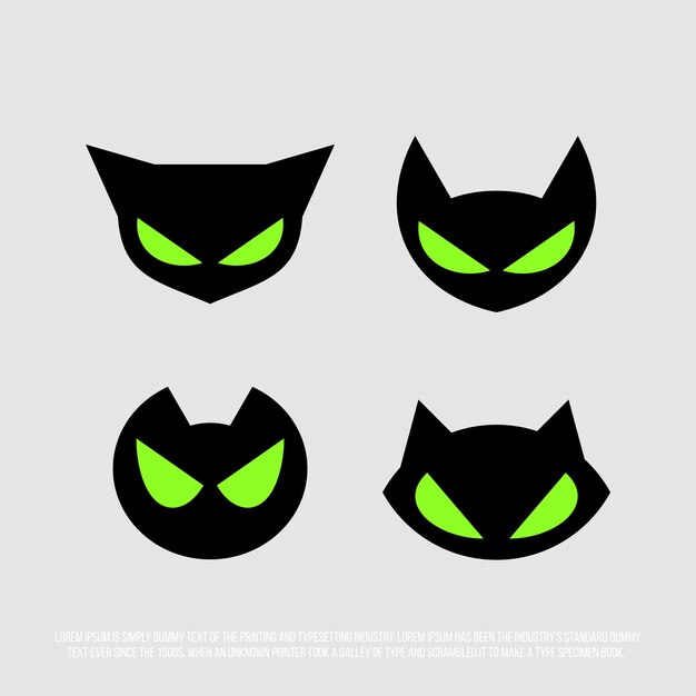 Vector modern professional set of icons with the image of cats