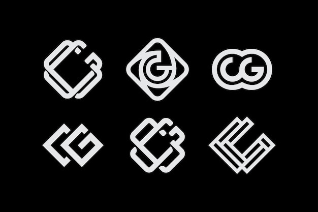 Modern professional Set monogram cg on black background