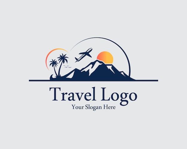 Vector modern and professional travel agency logo with plane symbol