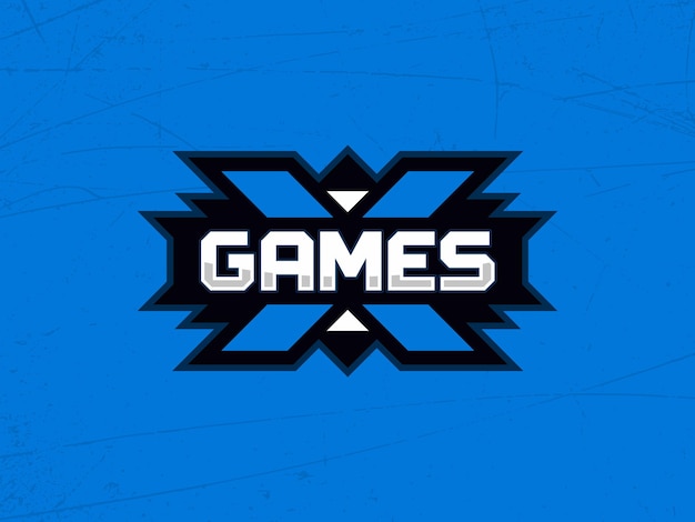 Emblema vettoriale professionale moderno giochi estremi a tema blu