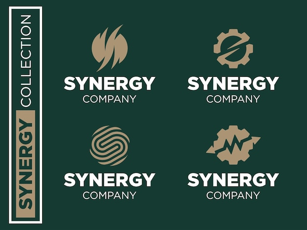 Modern professional vector set logos synergy for business