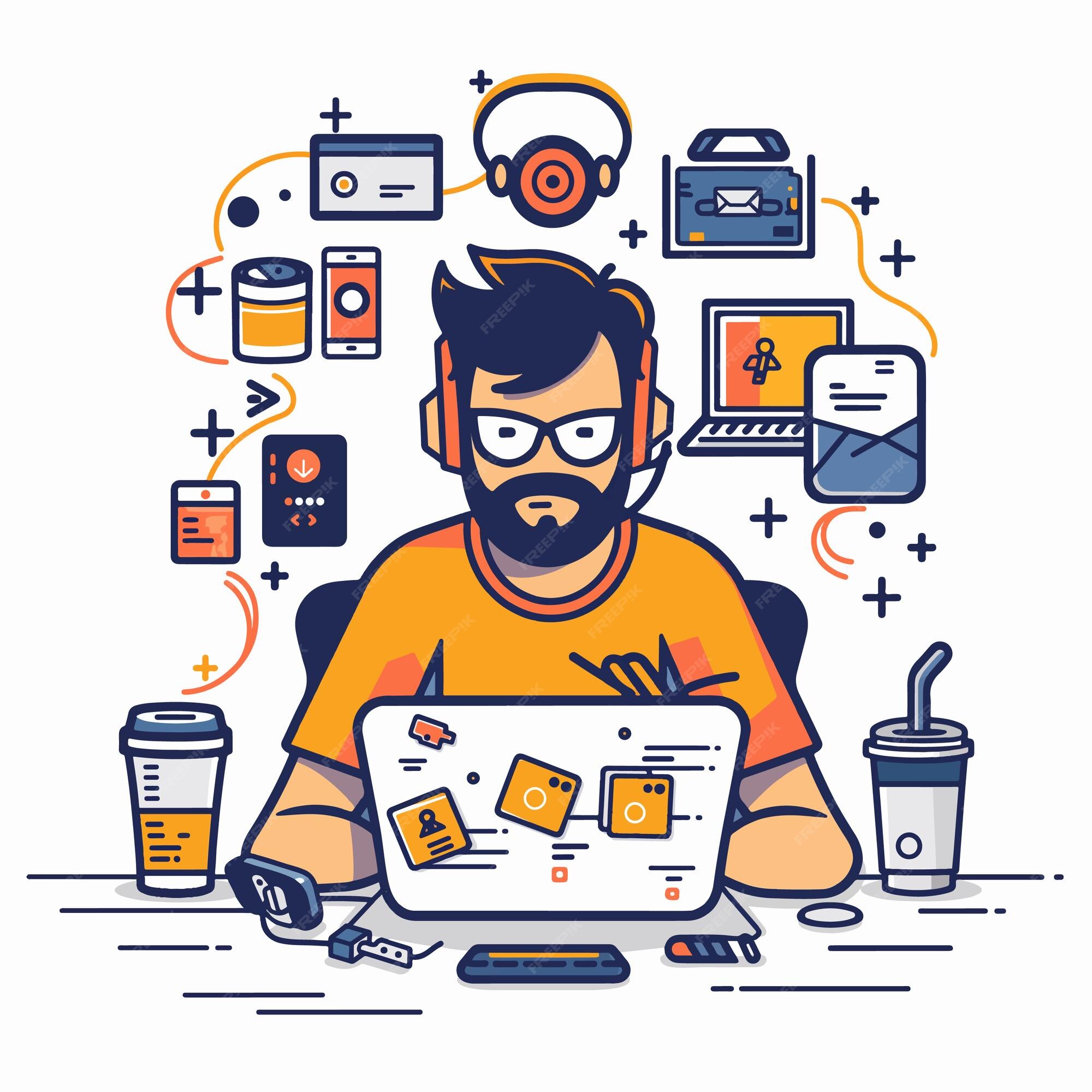 Modern Programmer Coding Flat Design Concept | Premium AI-generated vector