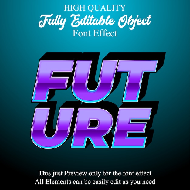 modern purple 3d text style editable font effect