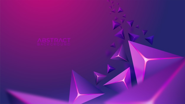 Modern purple background with flying geometric shape