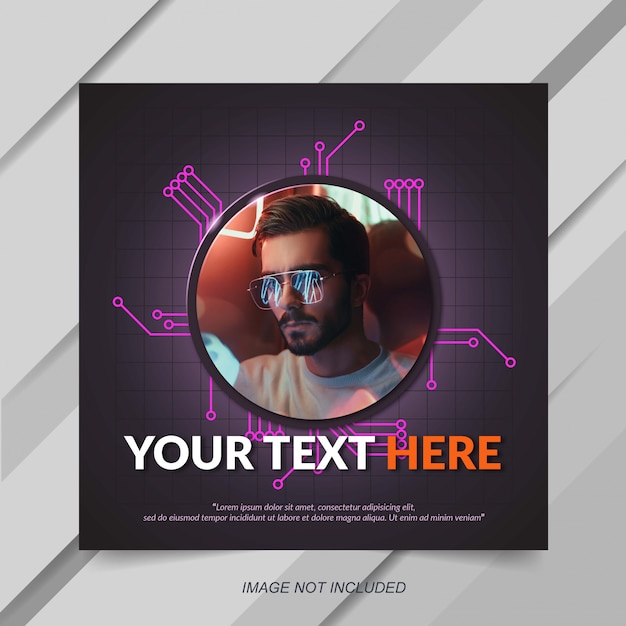 modern purple tech instagram post or banner template