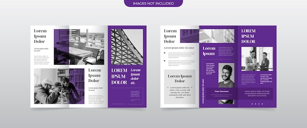 Vettore moderno layout di brochure a tre ante viola