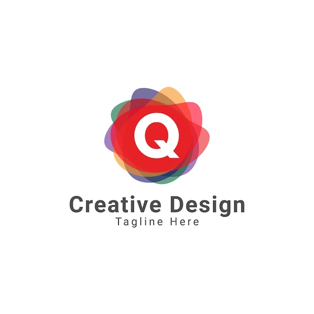 Modello moderno di progettazione del logo del cerchio della lettera q