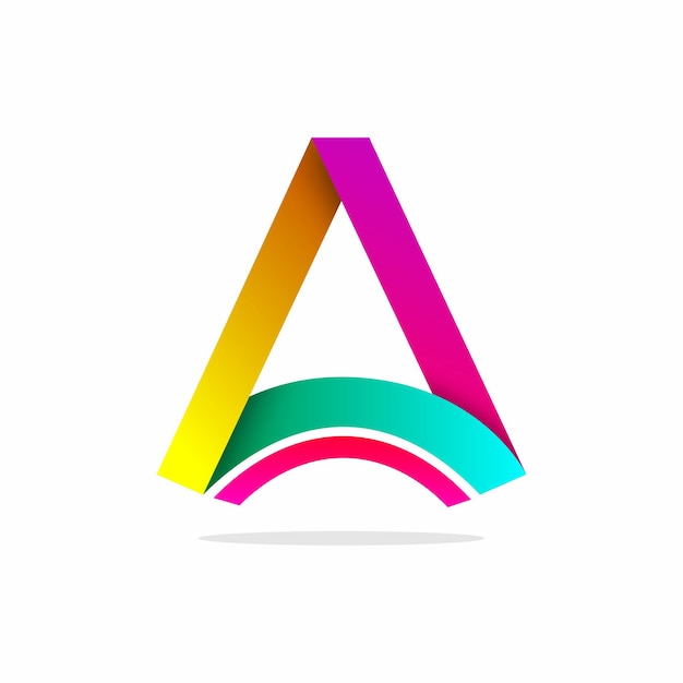 Logo della lettera iniziale a dell'arcobaleno moderno