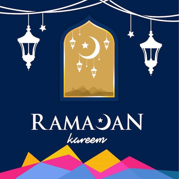 Vector modern ramadan kareem background banner, ramadan kareem with lantern vector illustration