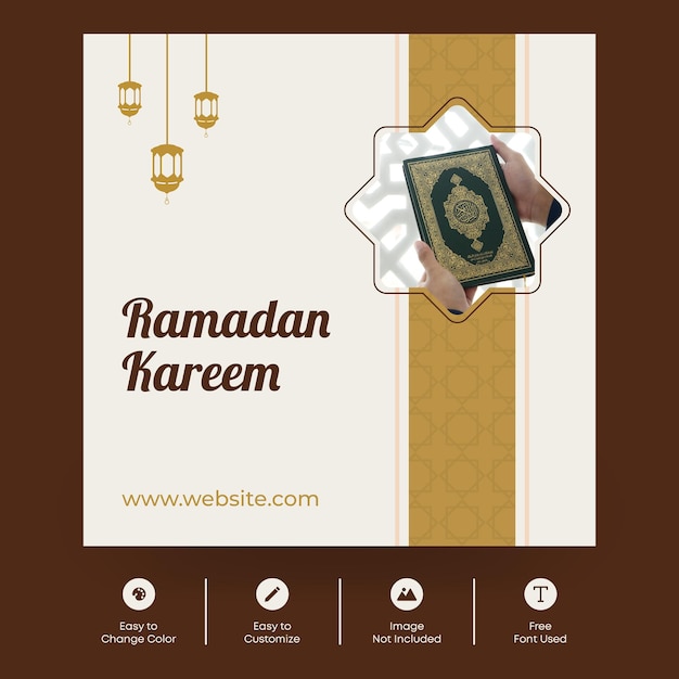 Vettore moderno banner di social media ramadan kareem