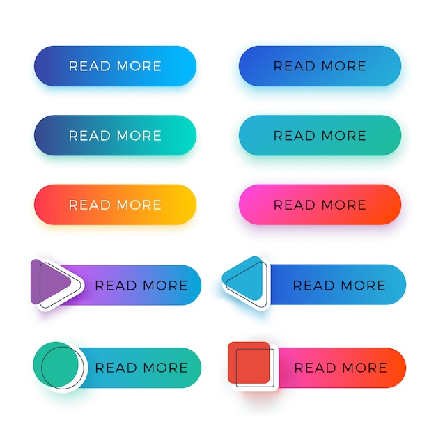 Vector modern read more color vector buttons isolated