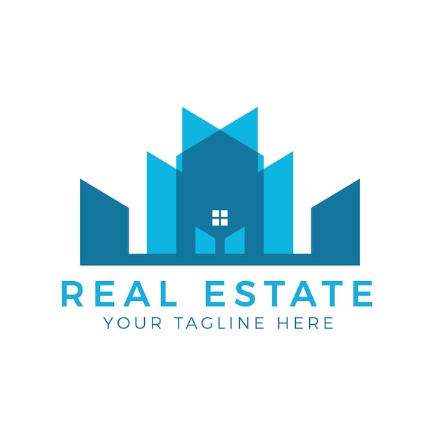 Modern real estate blue building design Style home logo template