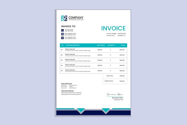 Modern real estate company nave blue invoice design