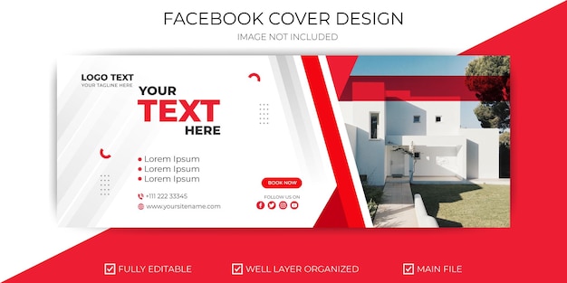 Modello di progettazione banner copertina facebook immobiliare moderno