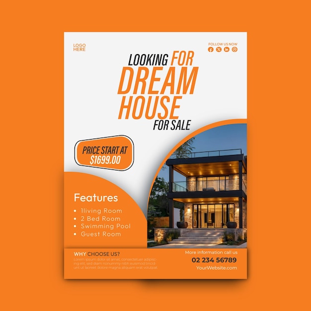 modern real estate flyer template design modern home for sale flyer with logo poster design