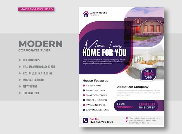 Modern real estate flyer template home sale editable flyer template