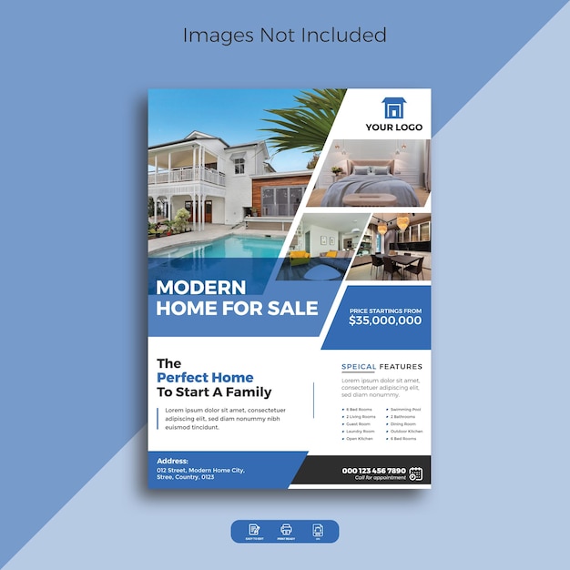 modern real estate flyer template with vector