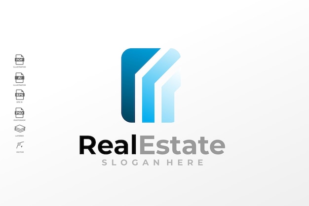 Modern real estate home house logo design template vector