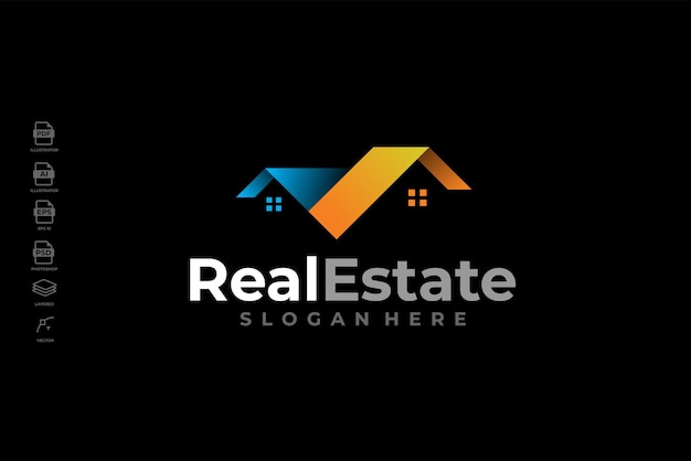 Modern real estate home house logo design template vector