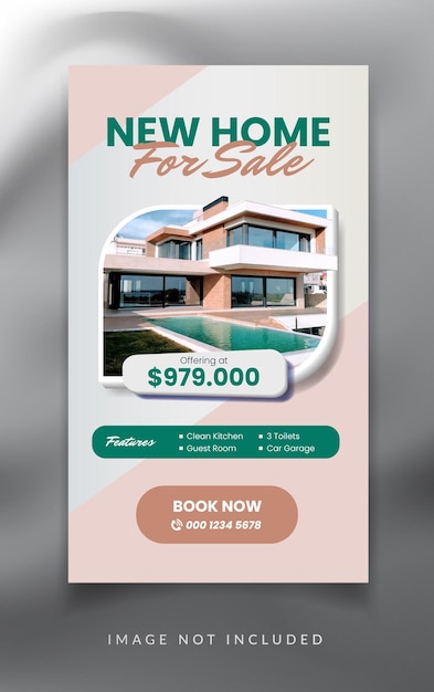 Modern real estate  home sale instagram and facebook story template