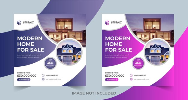 Modern Real estate home for sale Instagram post or flyer square template