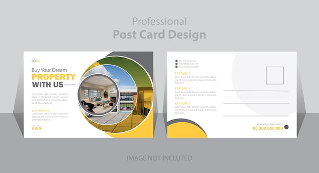 Modern real estate home sale postcard design template