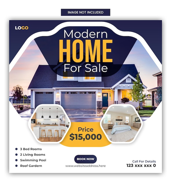 Vector modern real estate home sale social media post design template