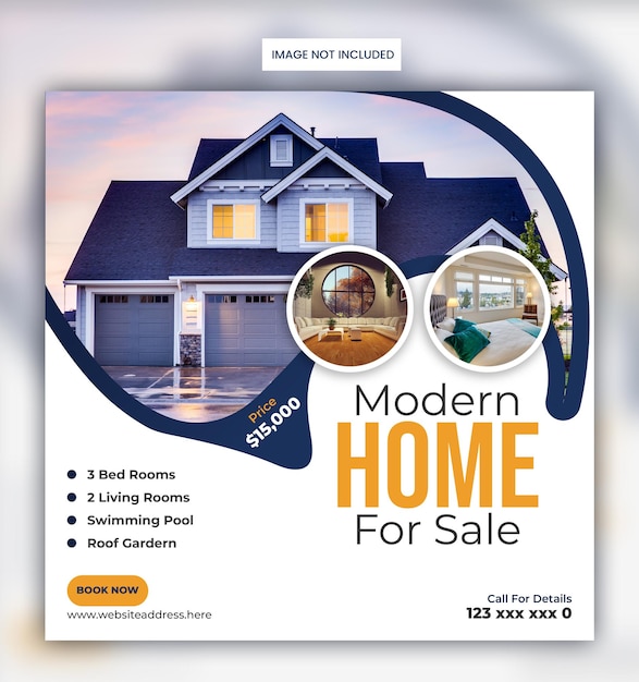 Vector modern real estate home sale social media post design template