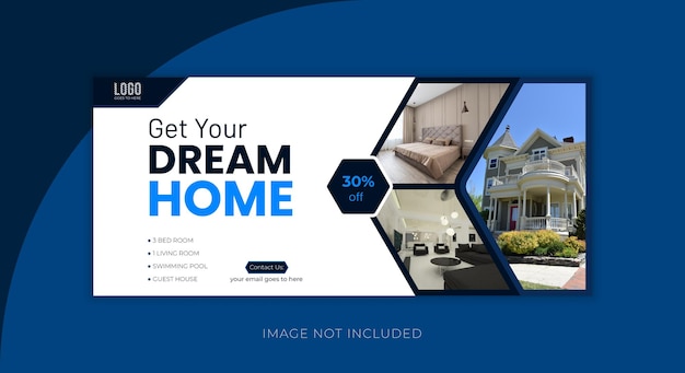 Modern real estate house property facebook cover banner template