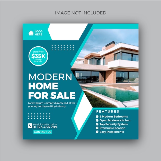 Modern Real estate house property social media instagram post or web banner template