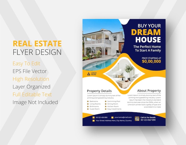 Vector modern real estate house sale flyer template