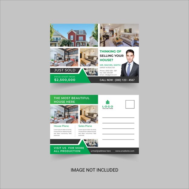 Modern real estate postcard design template