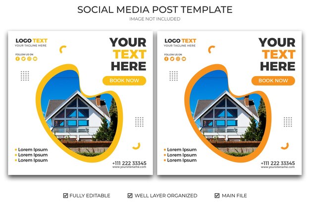 Modern Real estate social media post banner template