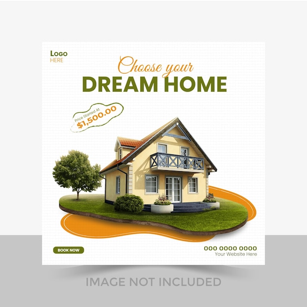 Vector modern real estate social media post design template