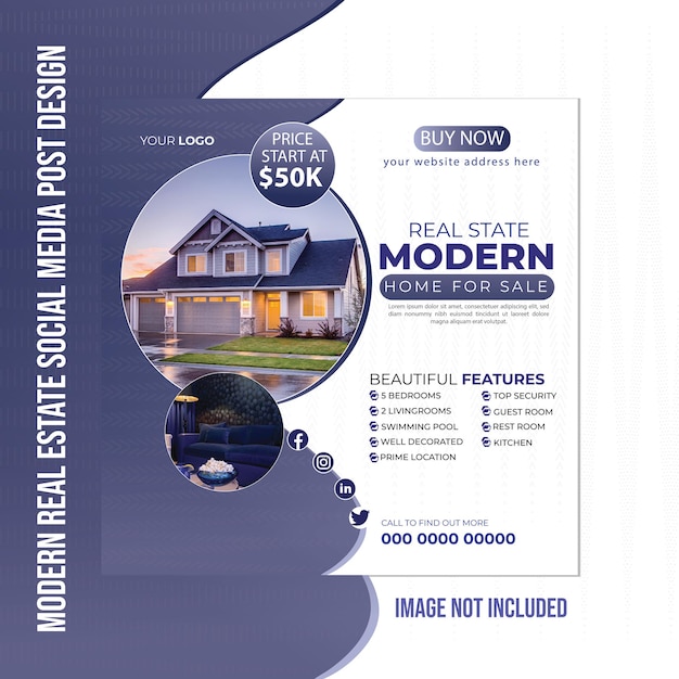 Modern real estate social media post design