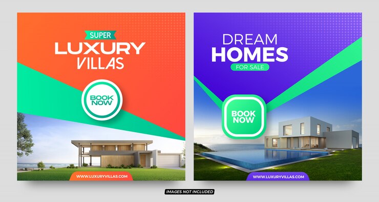वेक्टर modern real estate social media post templates set