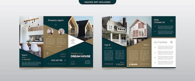 Vector modern real estate trifold brochure