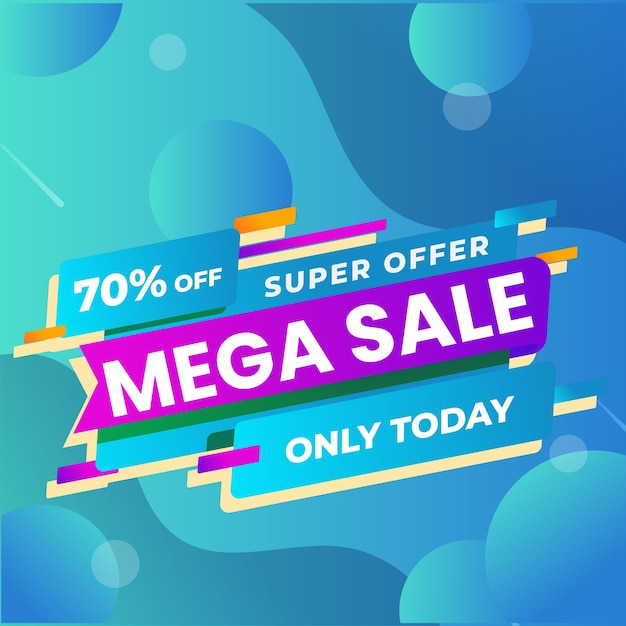 modern realistic 3d mega sale banner with flat discount abstract vector illustration background temp
