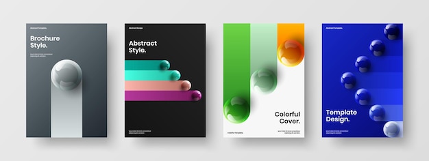 Modern realistic balls corporate cover template bundle