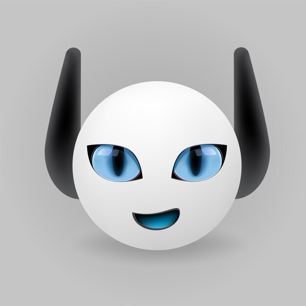 Modern realistic bot avatar in white color