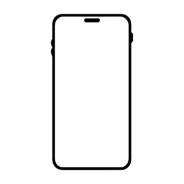 Современный реалистичный макет смартфона с передним видом Мобильный iPhone с пустым белым дисплеем на белом фоне