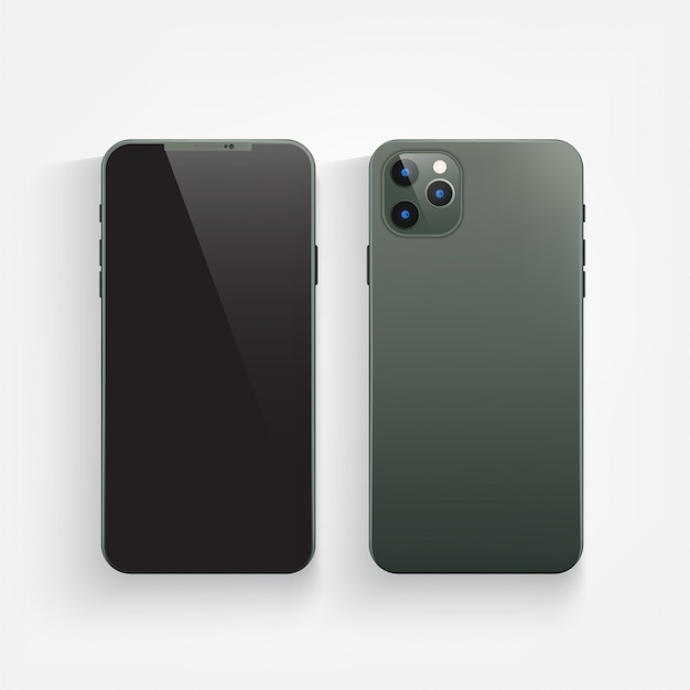 Vector modern realistic green smartphone.